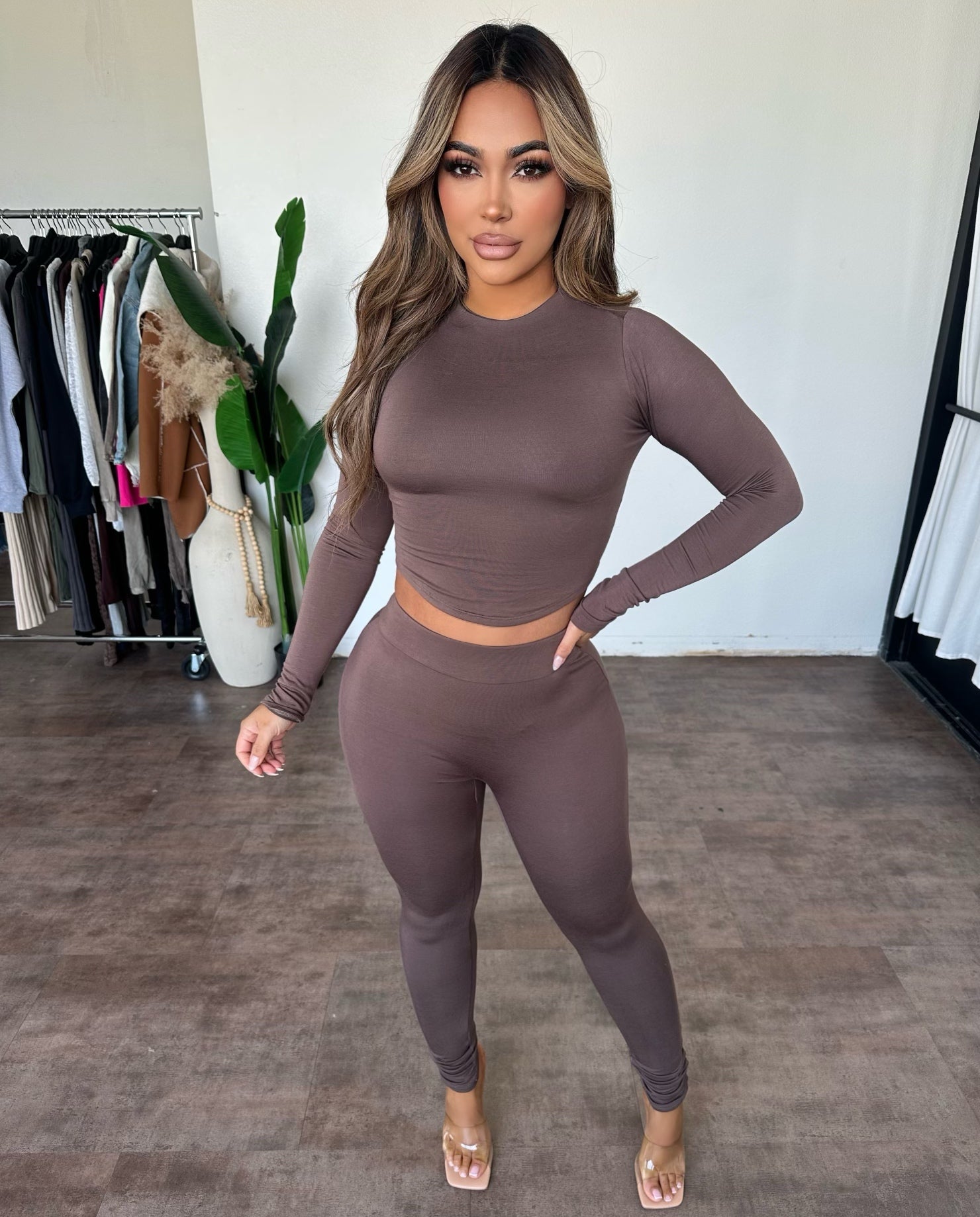 Trish Two Piece Set(Dark Brown)