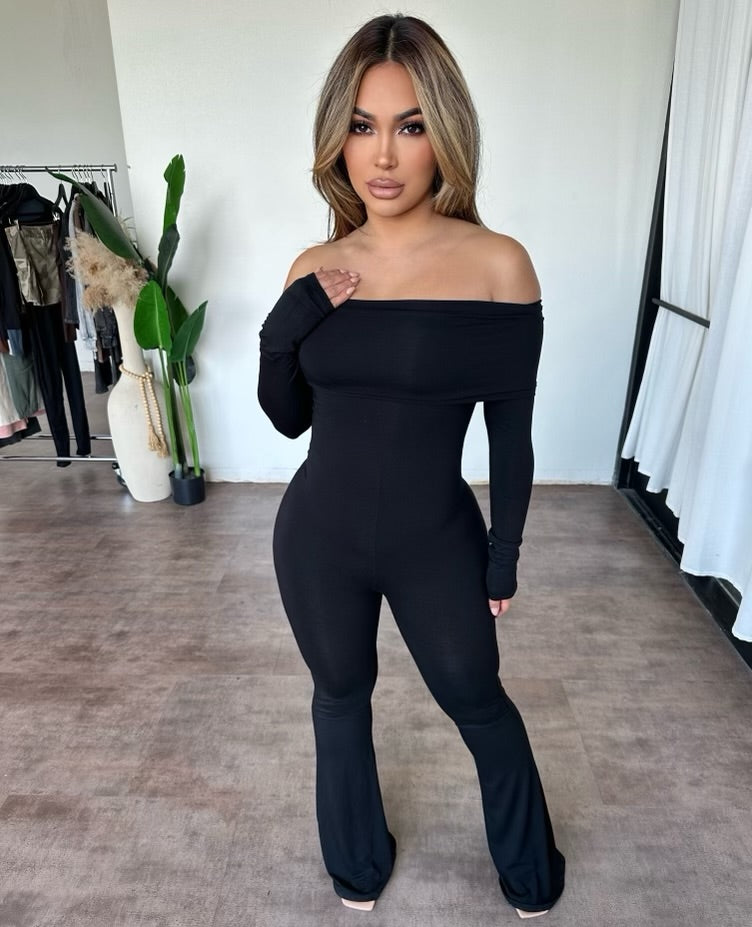 Tiffany Off Shoulder Jumpsuit (Black)