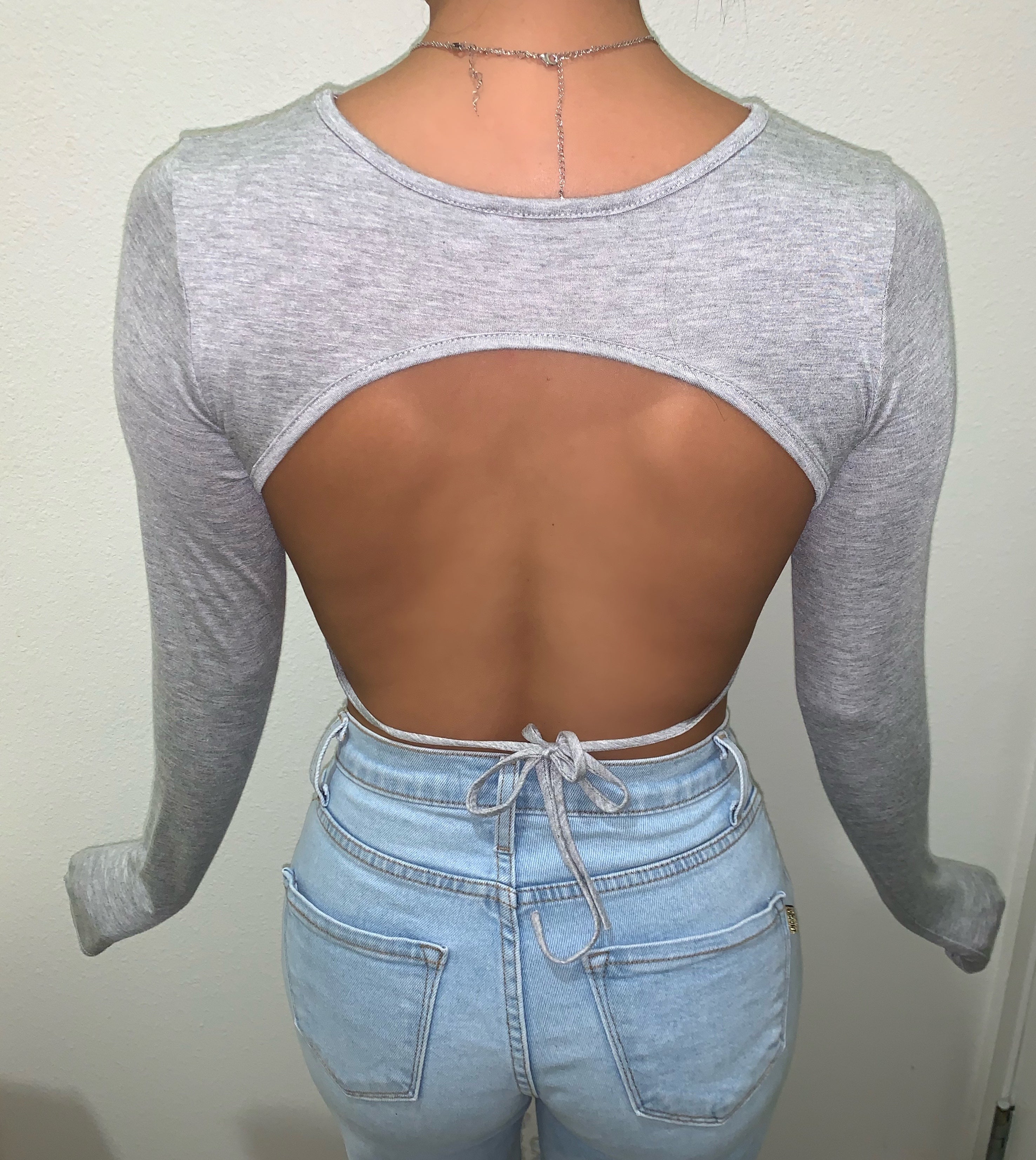 Yasmin Open Back Top(Heather Grey)FINAL SALE