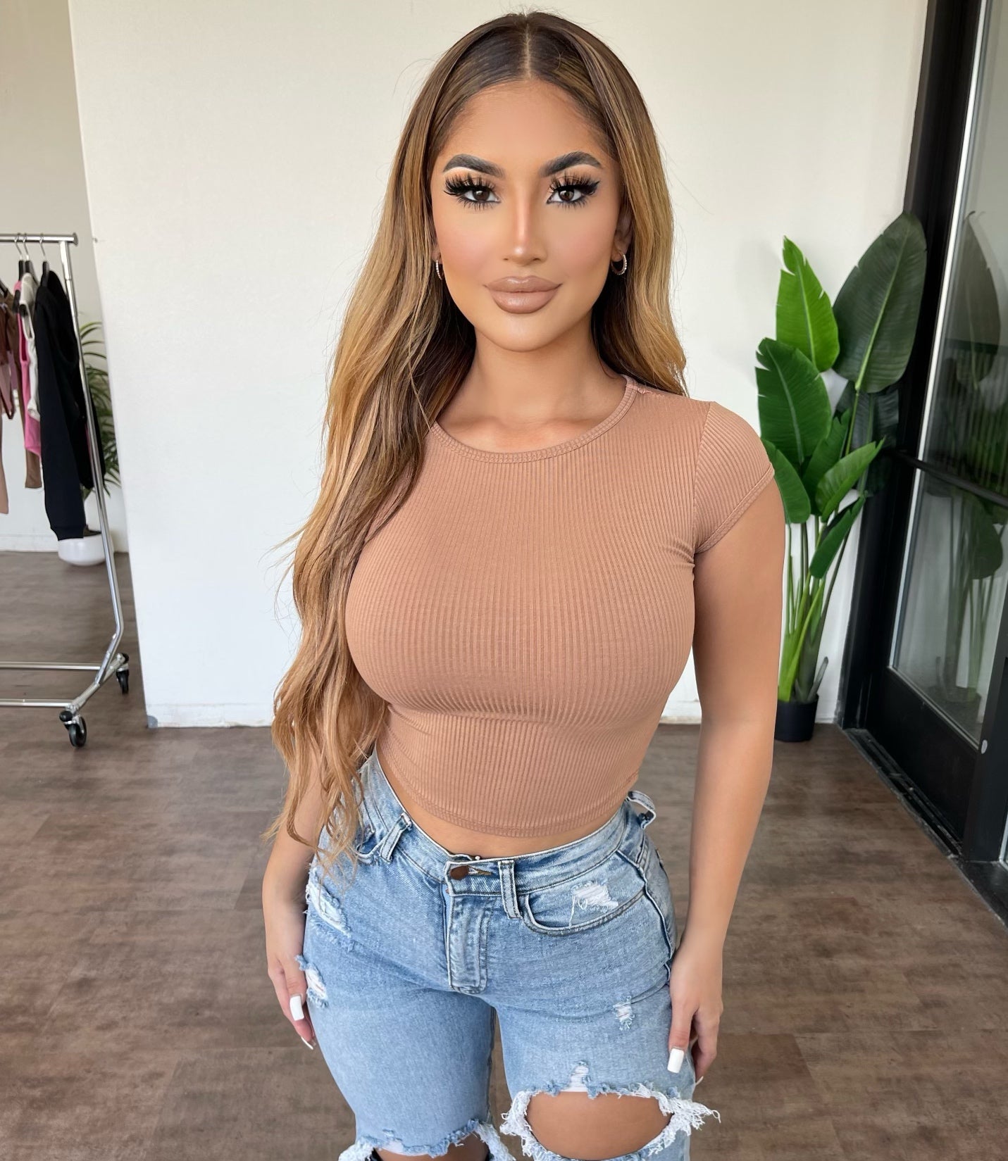 Elena Cropped Top(Camel)