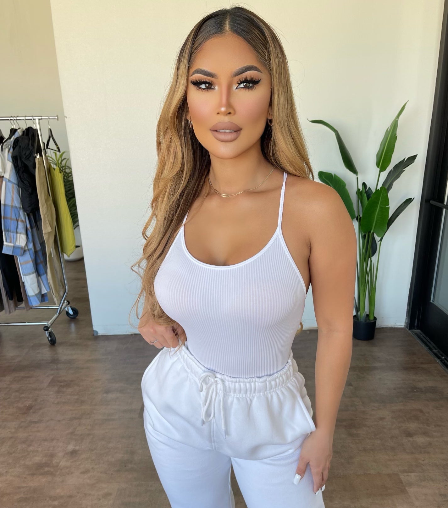 Zayla Ribbed Bodysuit (White)
