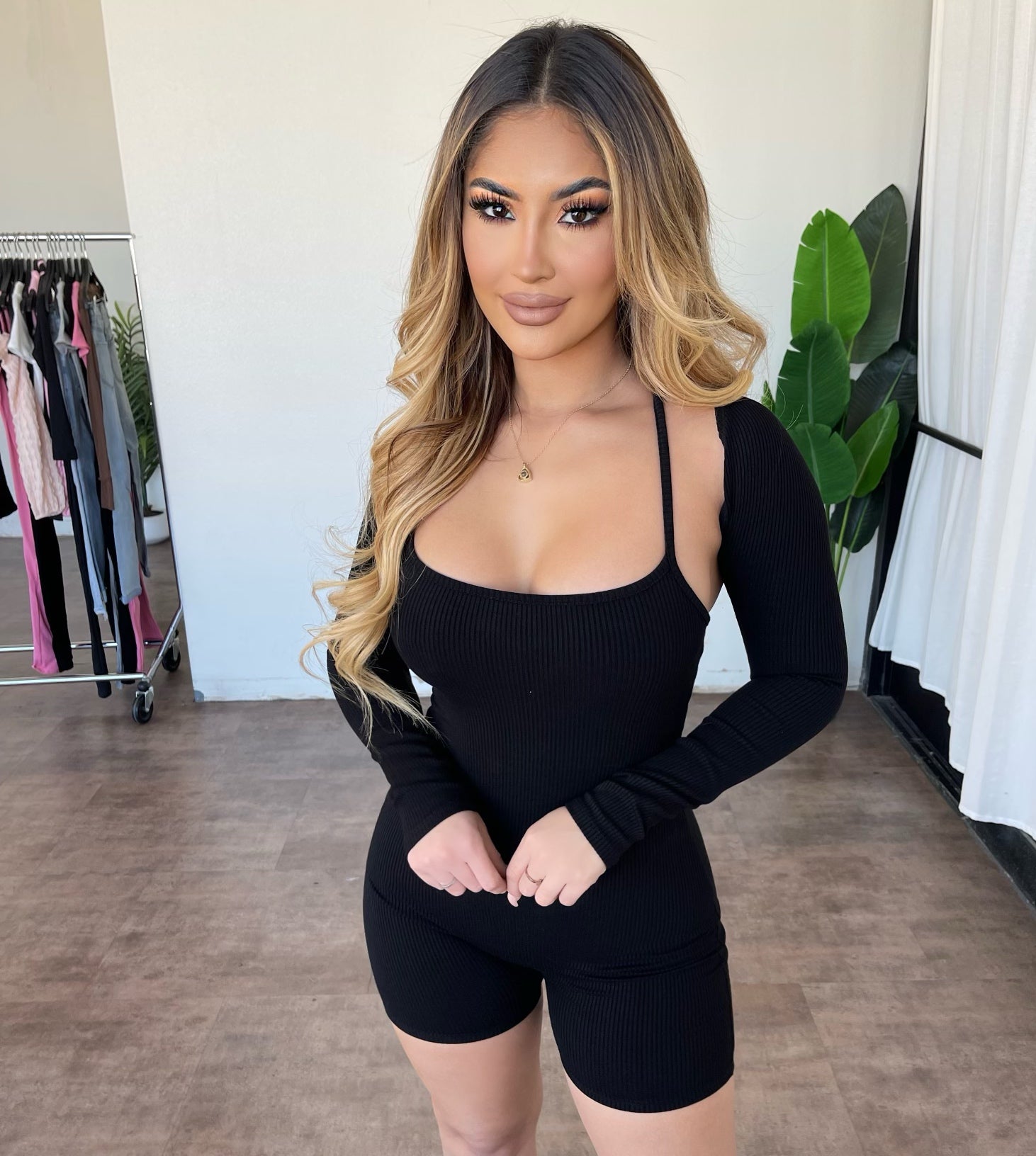 Jackie 2 Piece Romper(Black)