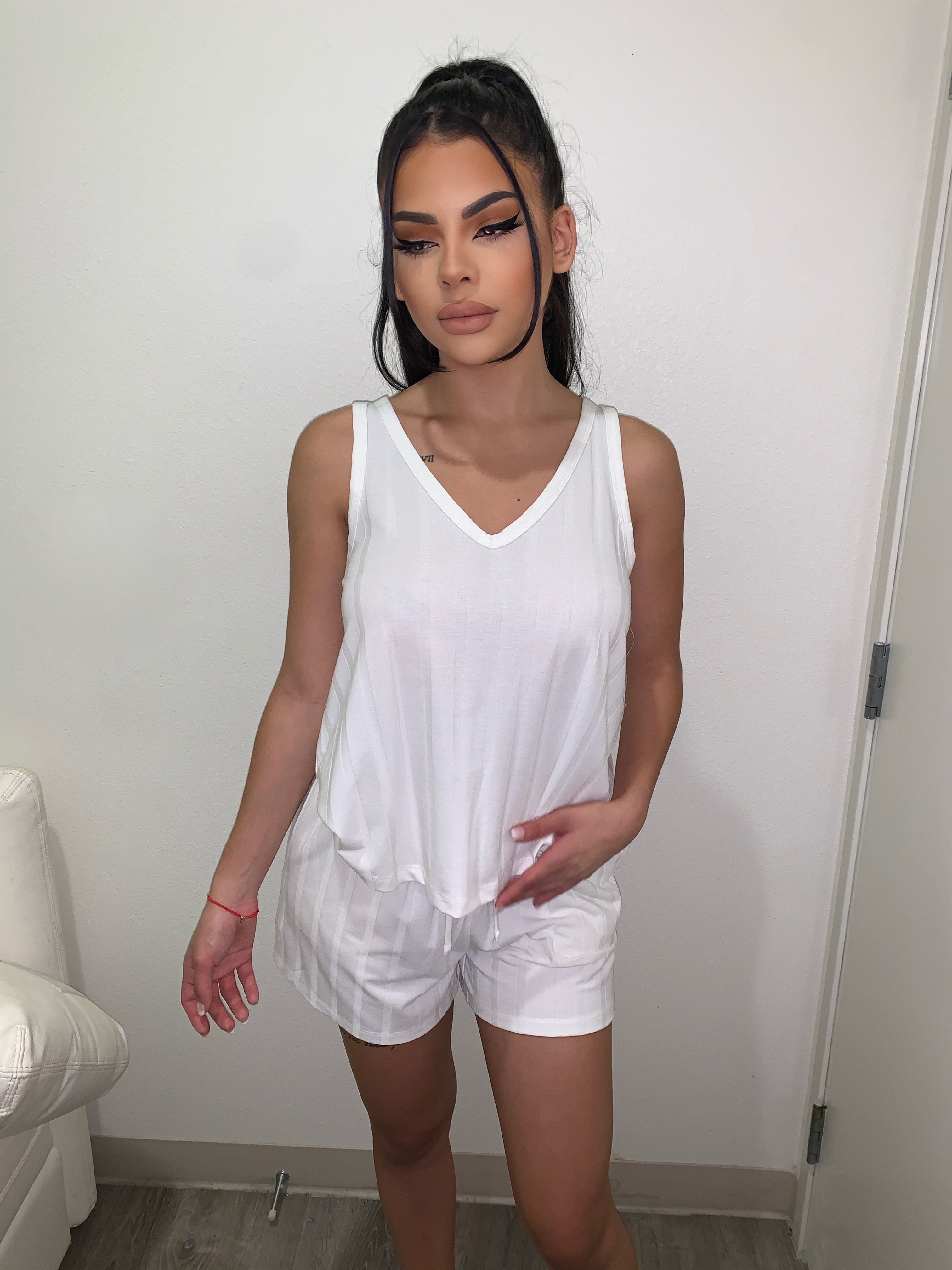 Olivia Tank Set(Off White)FINAL SALE