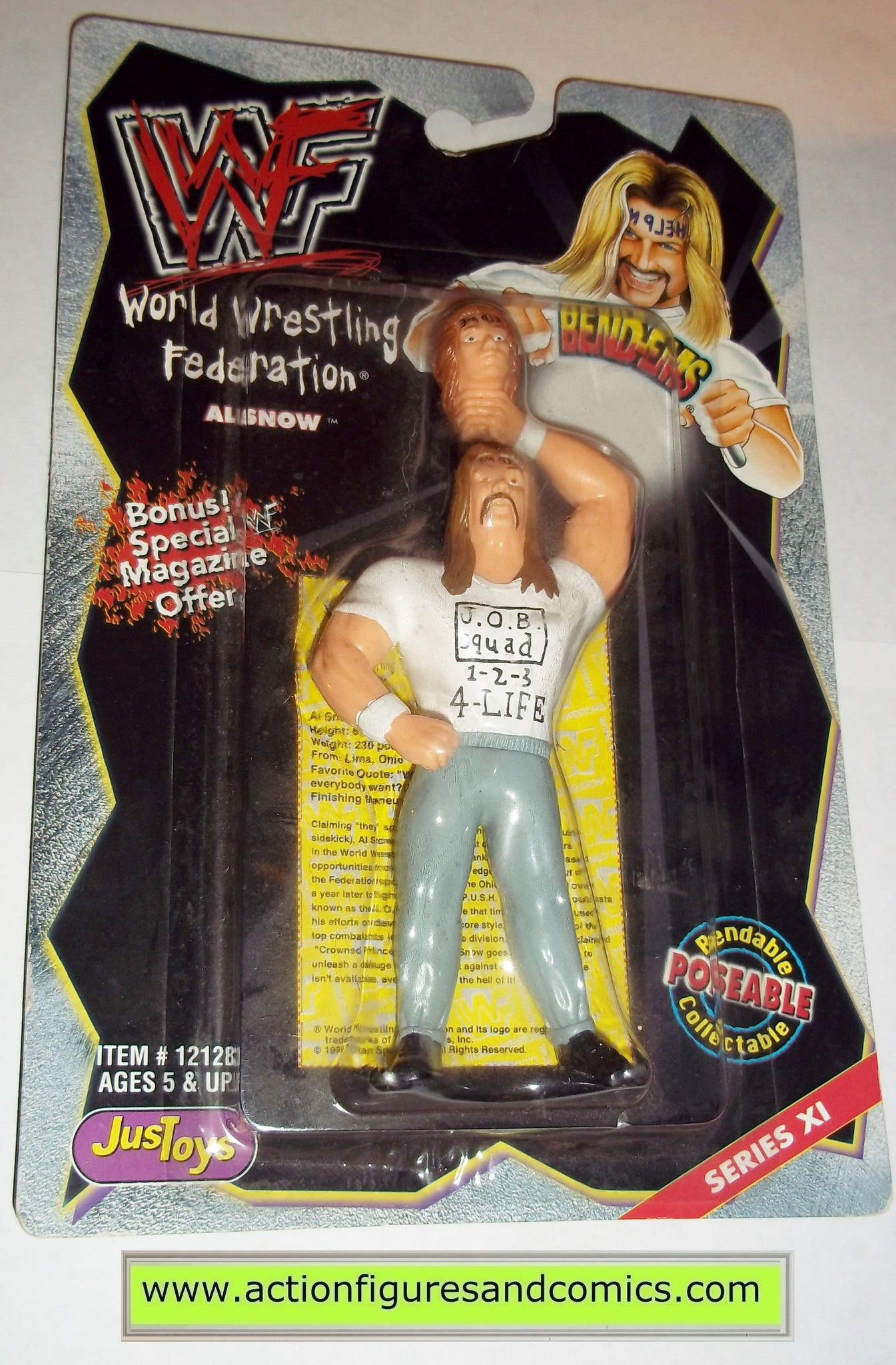 Wrestling WWF action figures AL SNOW bend-ems justoys moc mip mib