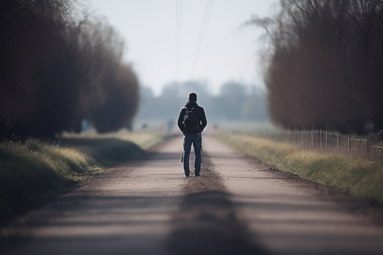 Man looking down the road ahead as a symbol for bouncing back after failure