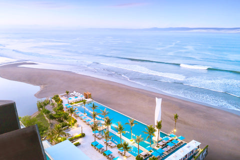 Vue Beach Club in Bali with sunset views and Berawa Canggu Beach inside LV8 Five Star Resort Hotel