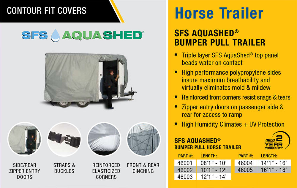 ADCO 46002 10'1" to 12' SFS Aqua-Shed Bumper-Pull Horse 