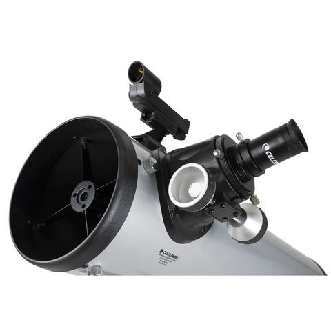 Zoomed in image of Starsense Explorer DX 130AZ mirror and its eyepiece adapter.