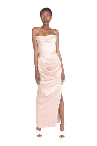 HOUSE OF CB Adrienne Satin Strapless Gown
