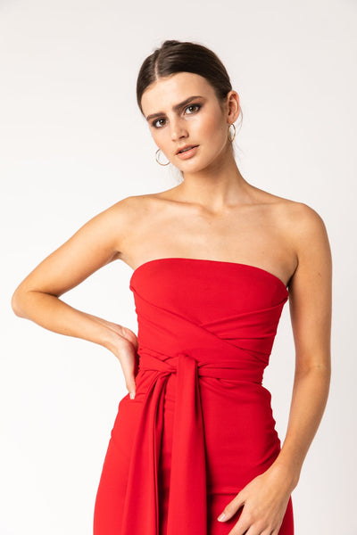 C/MEO Entice - Red Strapless Dress - Strapless Midi Dress - Lulus