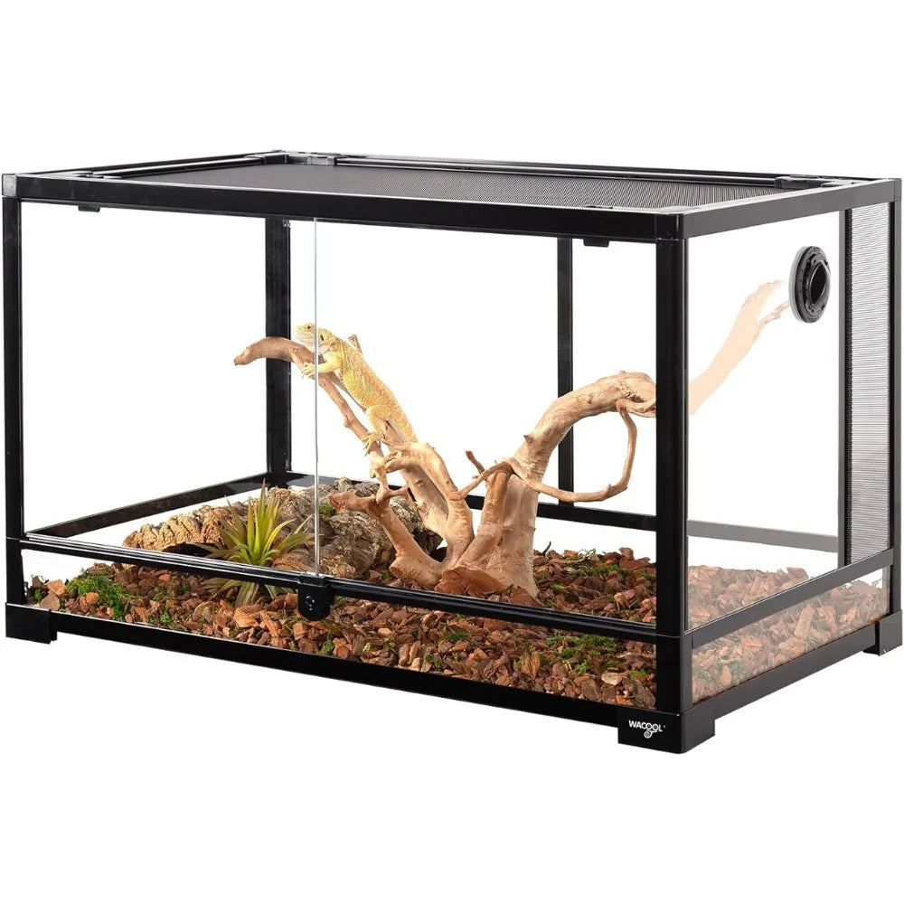 Tempered Glass 40 Gallon Reptile Tank Terrarium for Reptiles Top Screen Ventilation & Anti Escape Lid Terrariums Amphibians Pet