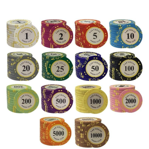 Jetons de poker avec valeur montrant combien vaut chaque jeton