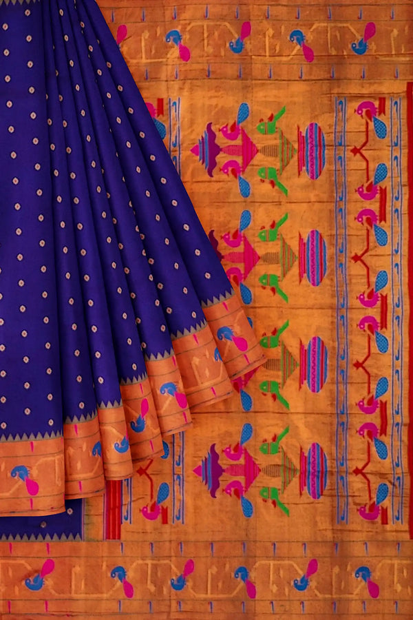 Shatika - Online Handloom Saree Store — This Amaravathy Royal Blue Paithani  Silk Saree is...