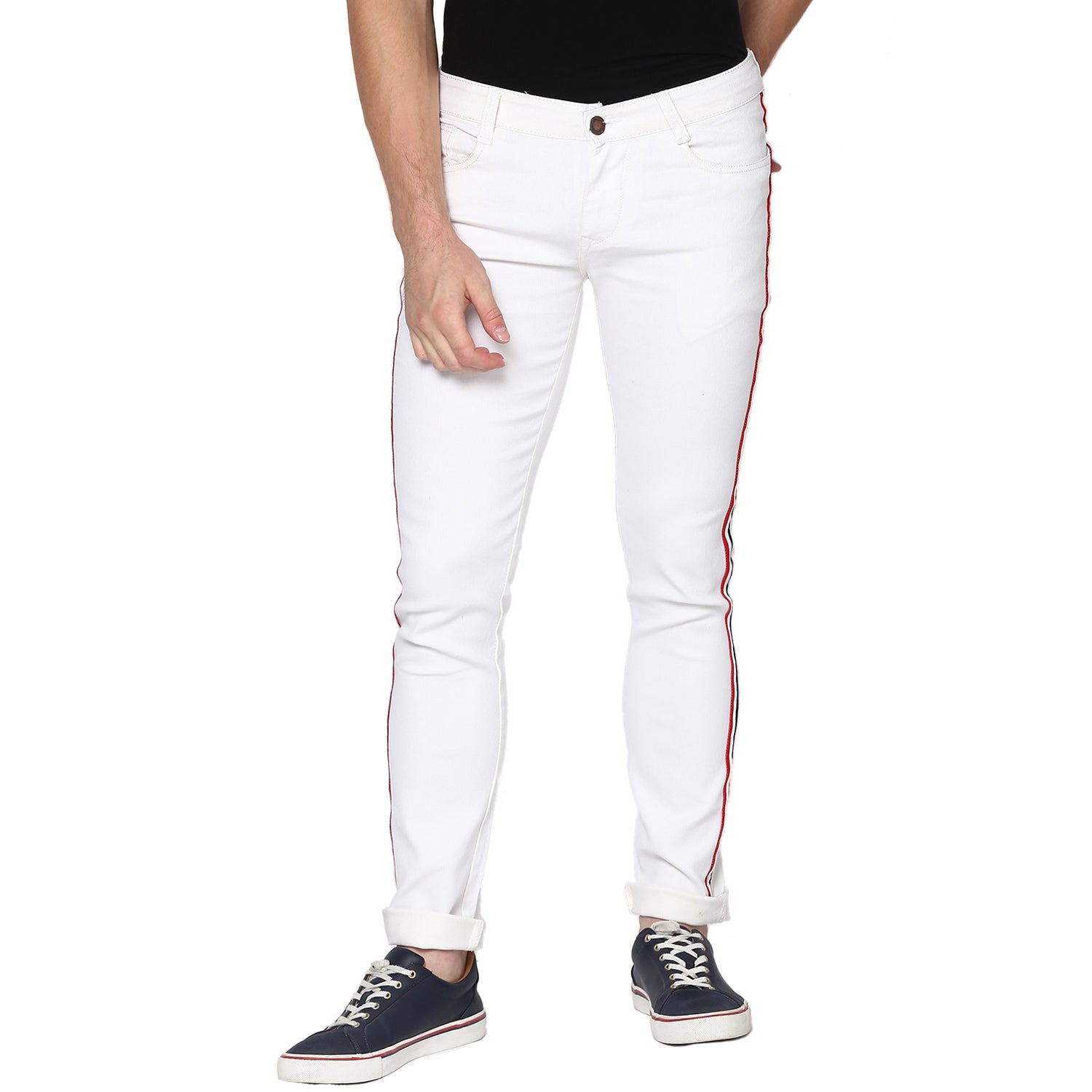 Men's White Slim Fit Stretchable Jeans