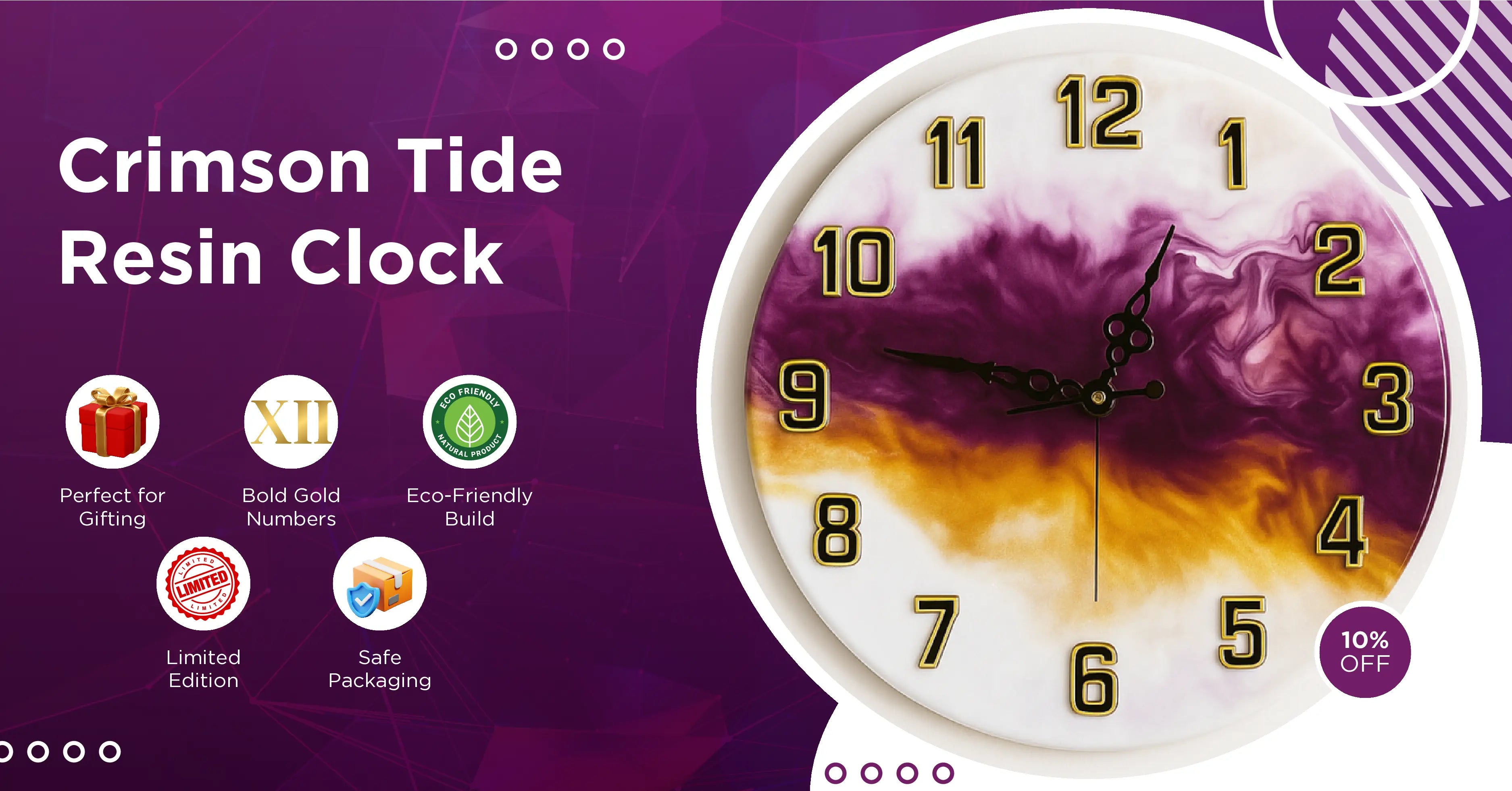 Crimson Tide Resin Clock