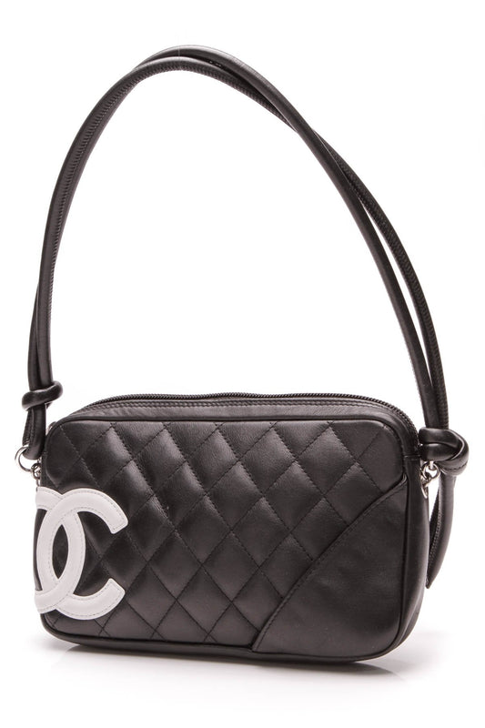 Chanel White Cambon Ligne Crossbody Bag Black Leather ref.204336