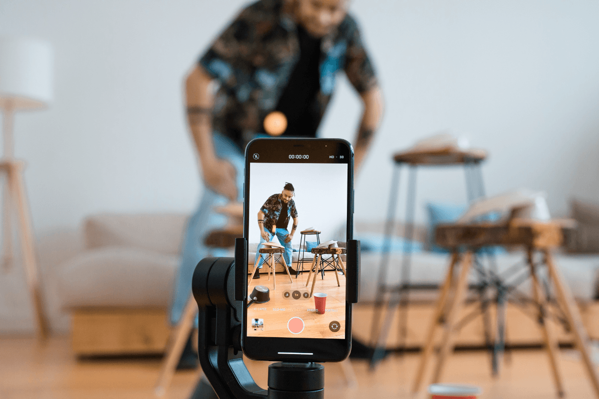 male creating content for socials