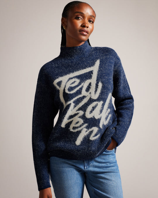 Ted Baker Emallly Branded Jacquard Knit Sweater