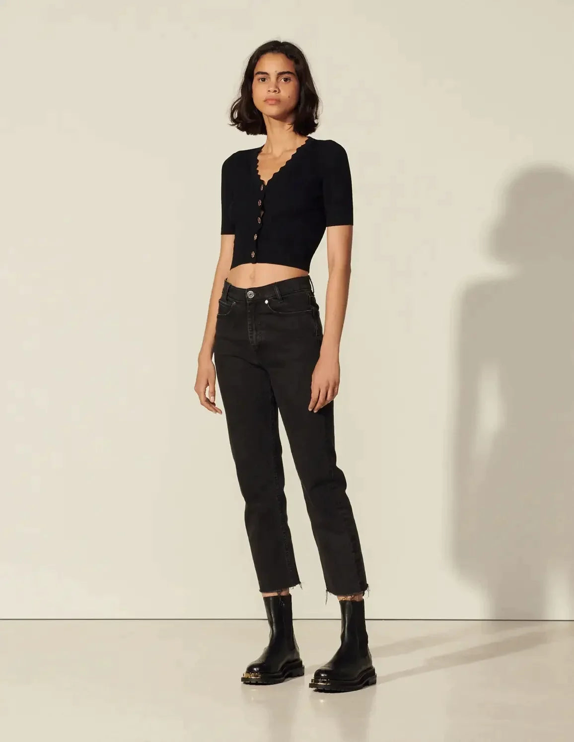 Sandro Lingerie-inspired Knitted Bra Top In Black