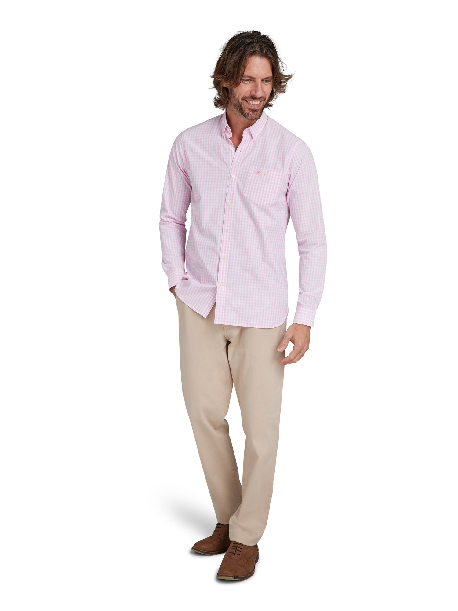 Long Sleeve Classic Gingham Shirt - Pink