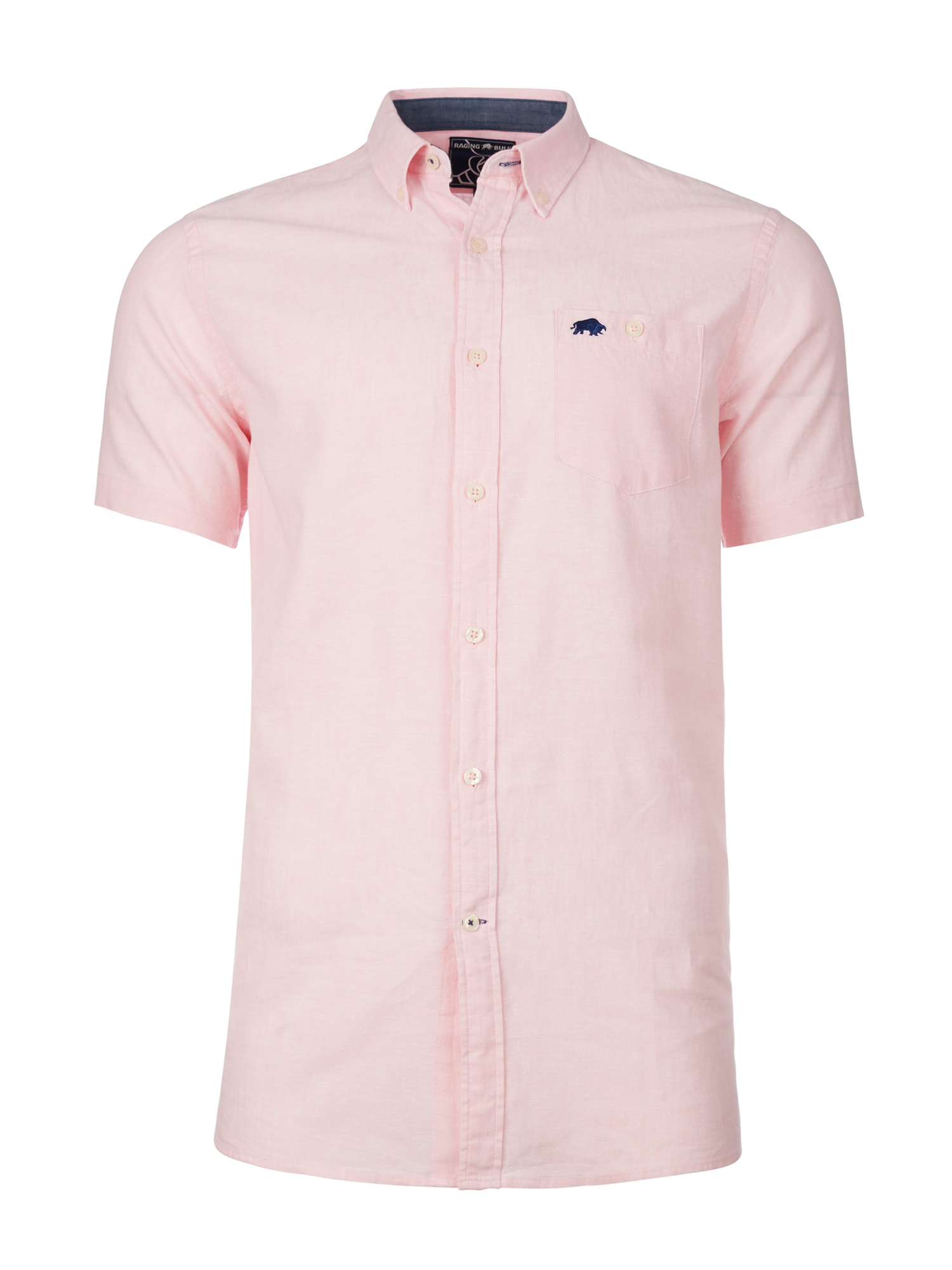 Short Sleeve Classic Linen Shirt - Pink