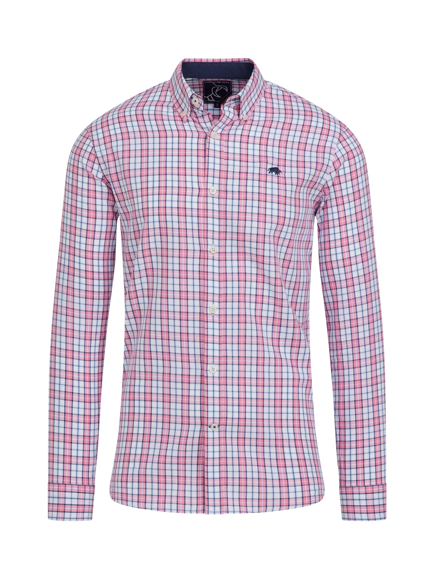 Long Sleeve Multi Check Poplin Shirt - Pink