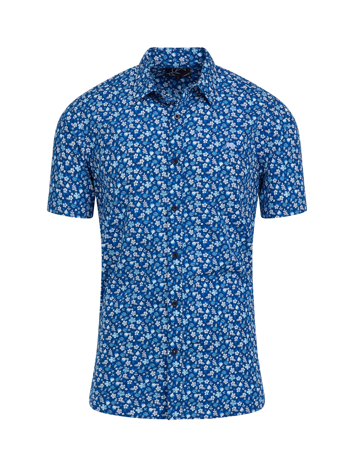 Short Sleeve Flower Bud Poplin Shirt - Navy