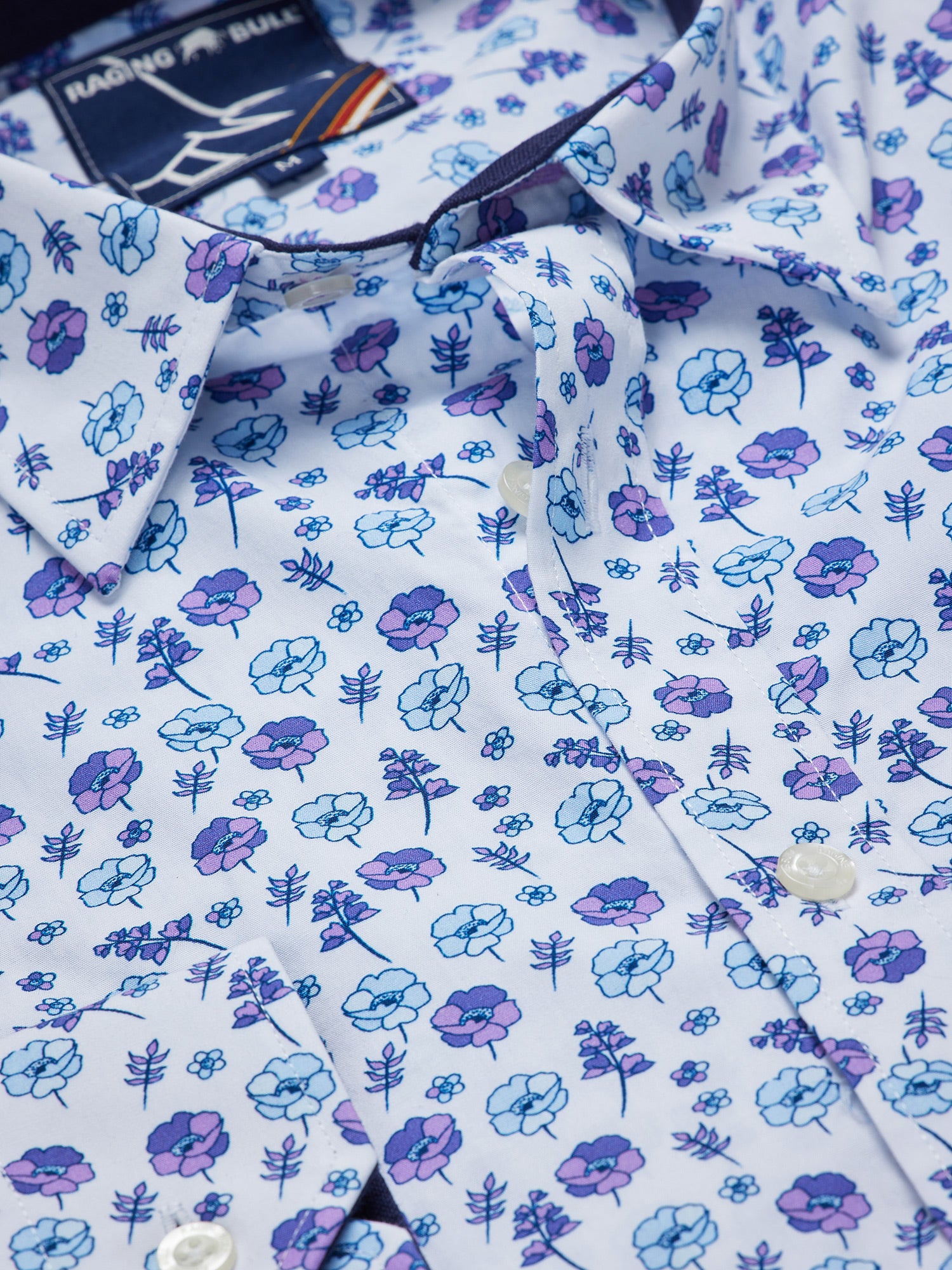 Long Sleeve Flower Pattern Poplin Shirt - Purple