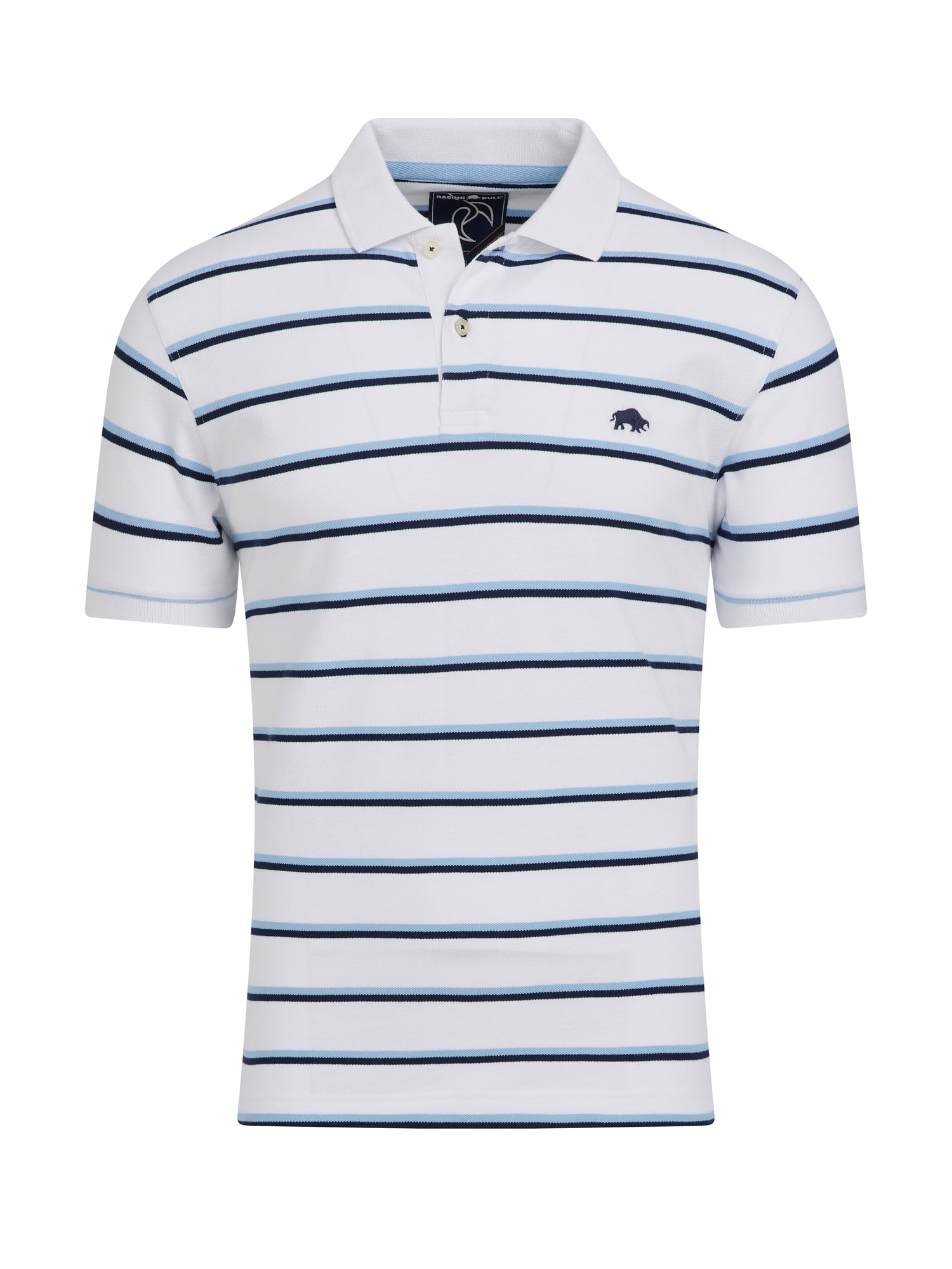 Trio Stripe Pique Polo - White