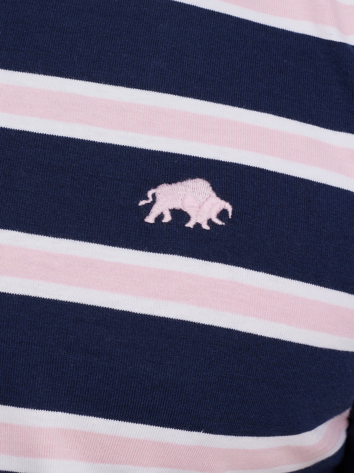 Tram Stripe Jersey Polo - Navy and Pink