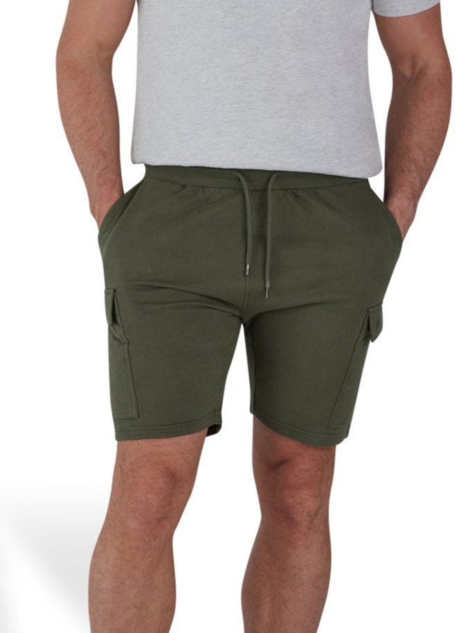 Stretch Waist Jersey Cargo Short - Army Green