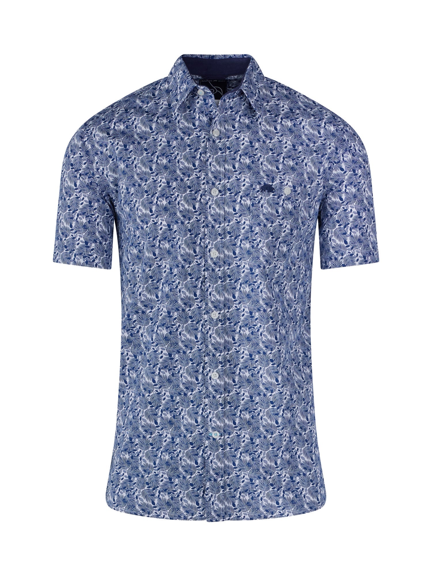 Short Sleeve Leaf Print Poplin Shirt - White