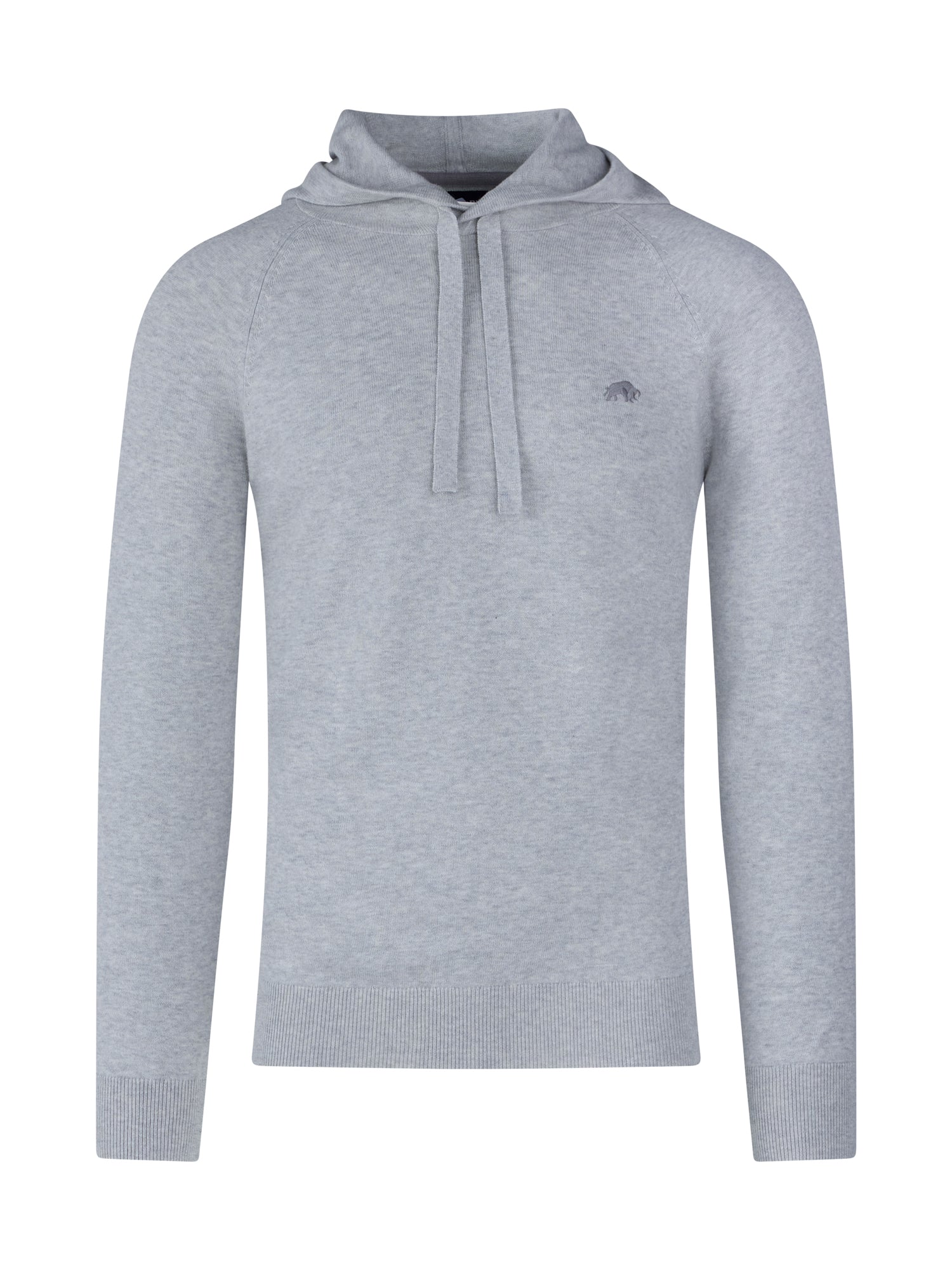 Pullover Knitted Hoodie - Light Grey Marl