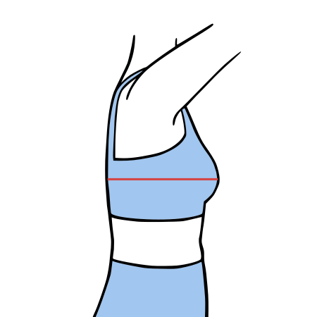 Drawing of body from side with red line at bust