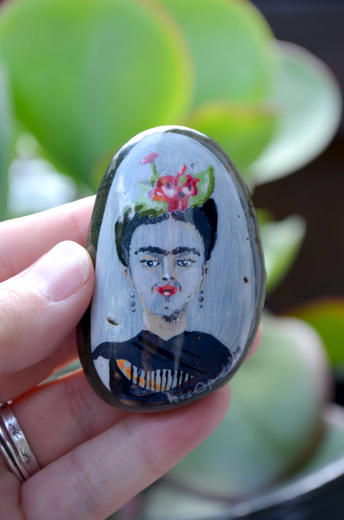 Hand Painted Rock, Frida Kahlo, Unique Gift, Painted Stone Art, hisOpa ...