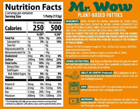 Nutrition Information of Mr. Wow