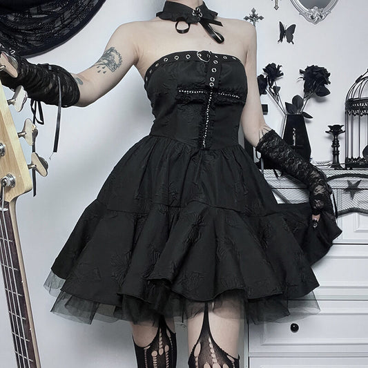 Goth aesthetic gored dress