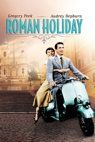 Roman Holiday movie poster, audrey hepburn, gregory peck