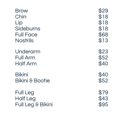 Face and Body Waxing Prices