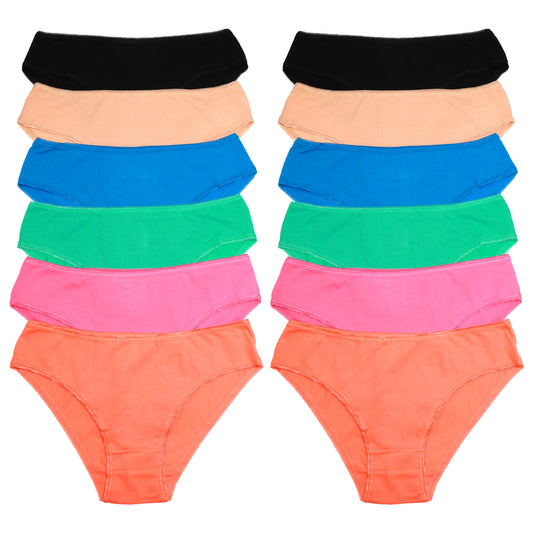 Angelina Cotton Bikini Panties with Ruched Center Back (12-Pack)