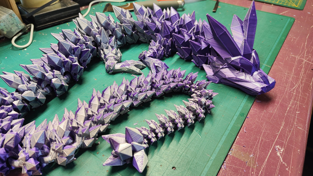 3D Printed Articulated Dragon 3D Printed Dragon Crystal Dragon