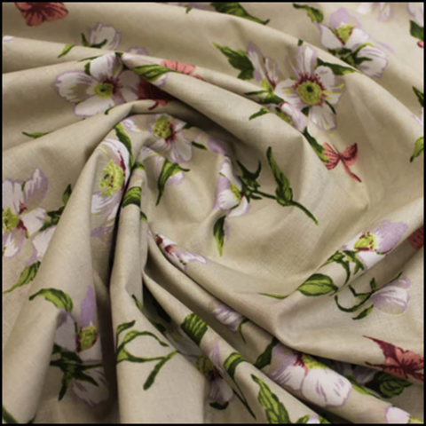 Chintz fabric with a flower pattern