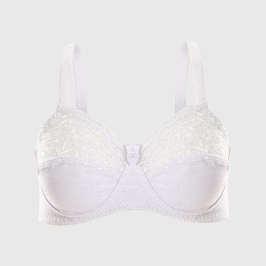 Two Halves Cup Minimizer White Lace & Synthetic Bra ميني مايزر دانتيل نورمال