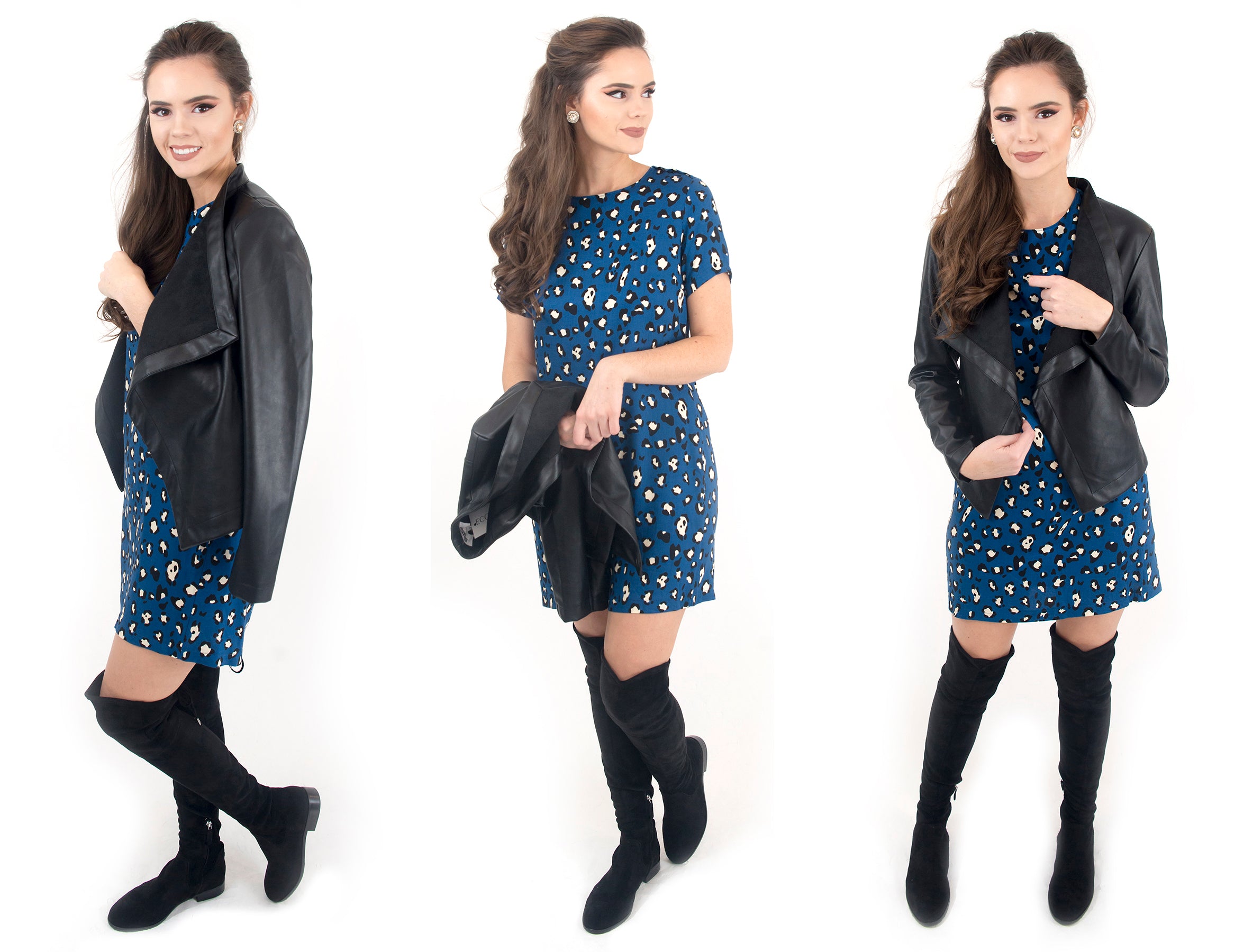 women's blue leopard print dress at Eccentrics Boutique