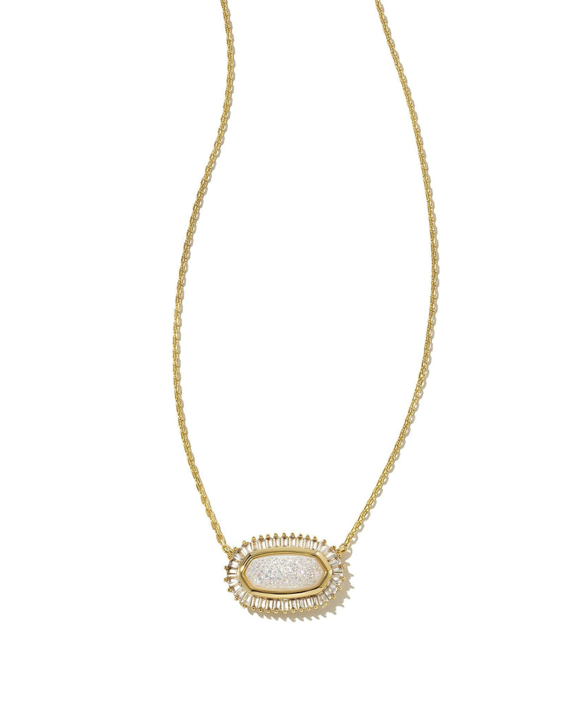 Kendra Scott Jewelry Kendra Scott Baguette Elisa Pendant Necklace Gold Iridescent Drusy
