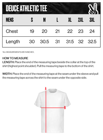 Deuce Brand Athletic Tee size guide