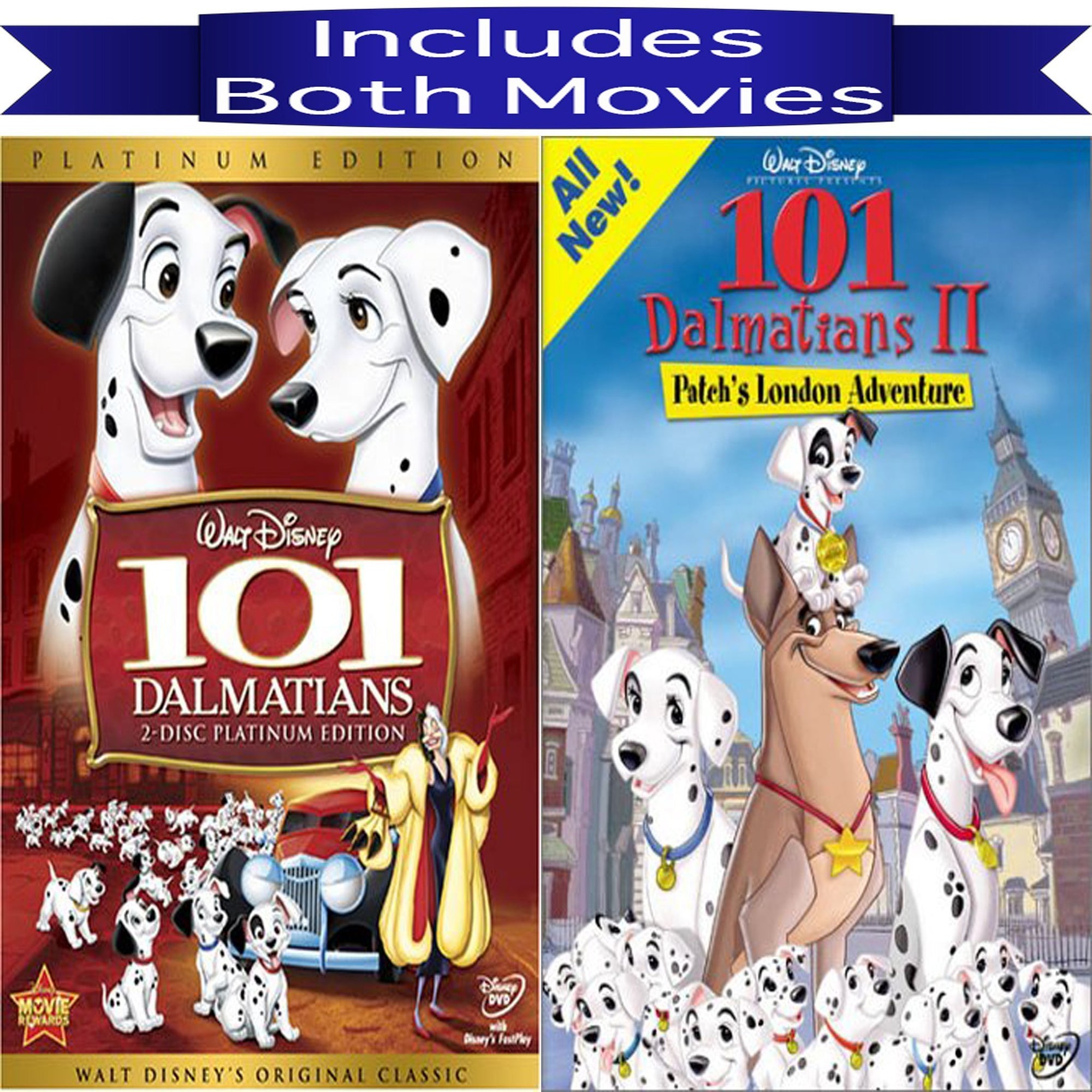 Disney S 101 Dalmatians 1 2 Dvd Set Includes Both Animated Movies