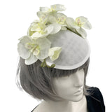 White Orchid Fascinator Headpiece side top view