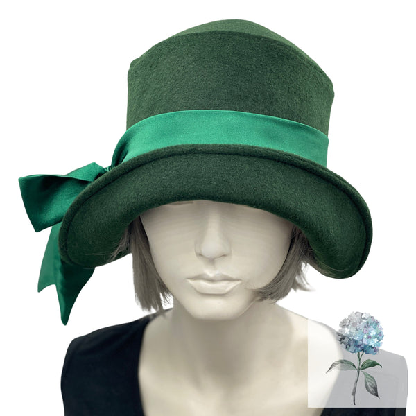 Tall Hat - Green / Gold Smooth Velvet