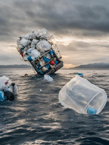mer polluees par des dechets recyclables
